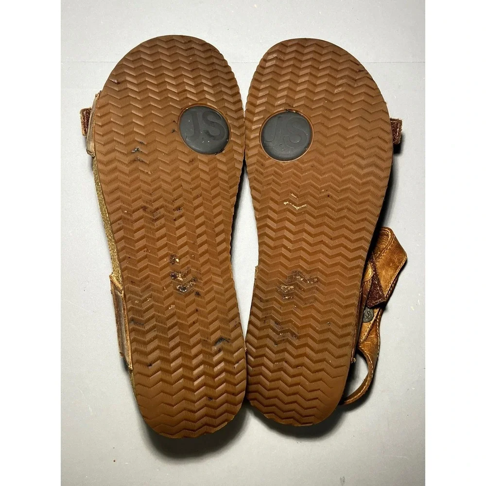 Josef Seibel Tonga Brown Leather Strappy Cork Wedge Sandals Size 39 Hook Loop